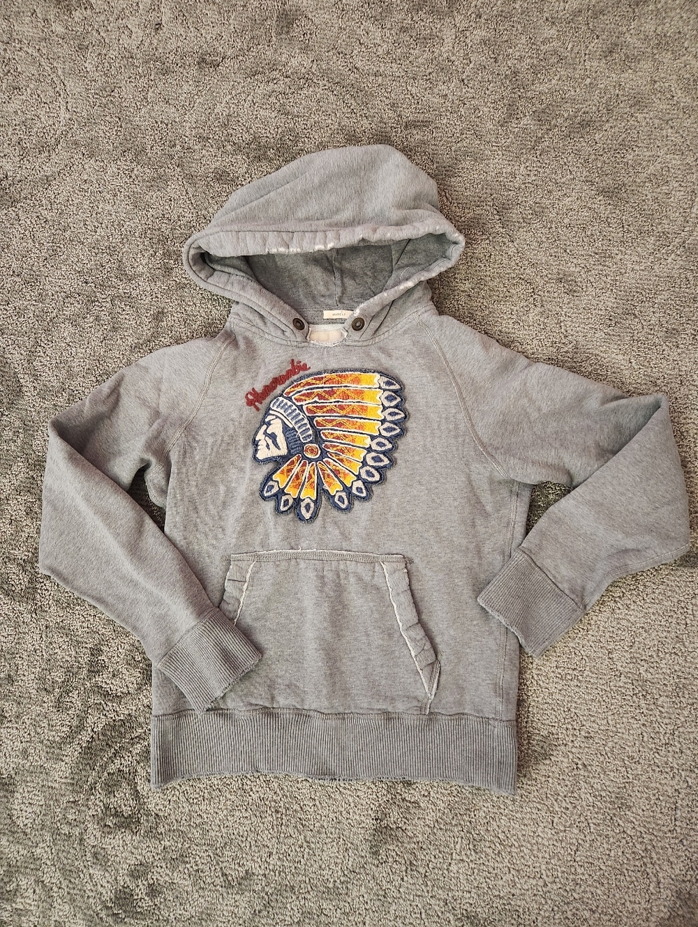 Vintage Abercrombie & Fitch Y2K Gray Indian Warrior Sweatshirt Sz Small